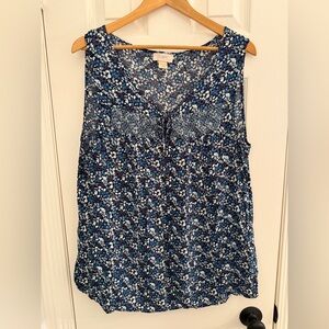 Ann Taylor LOFT Blue Floral Sleeveless Top
